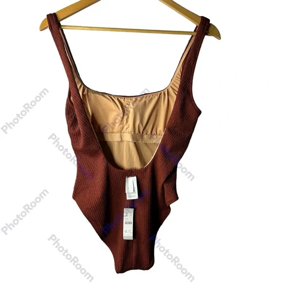 J.Crew One Piece Textured Swimsuit Rust NWT Size 8 - Picture 2 of 7